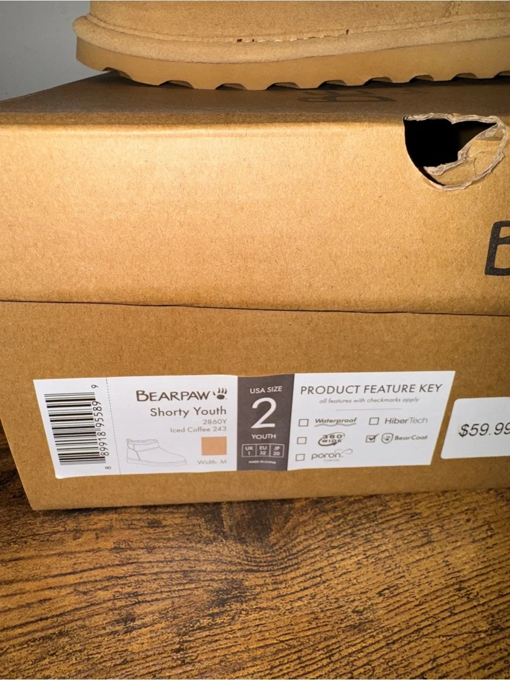 Bearpaw youth ankle boots size 2 nwt